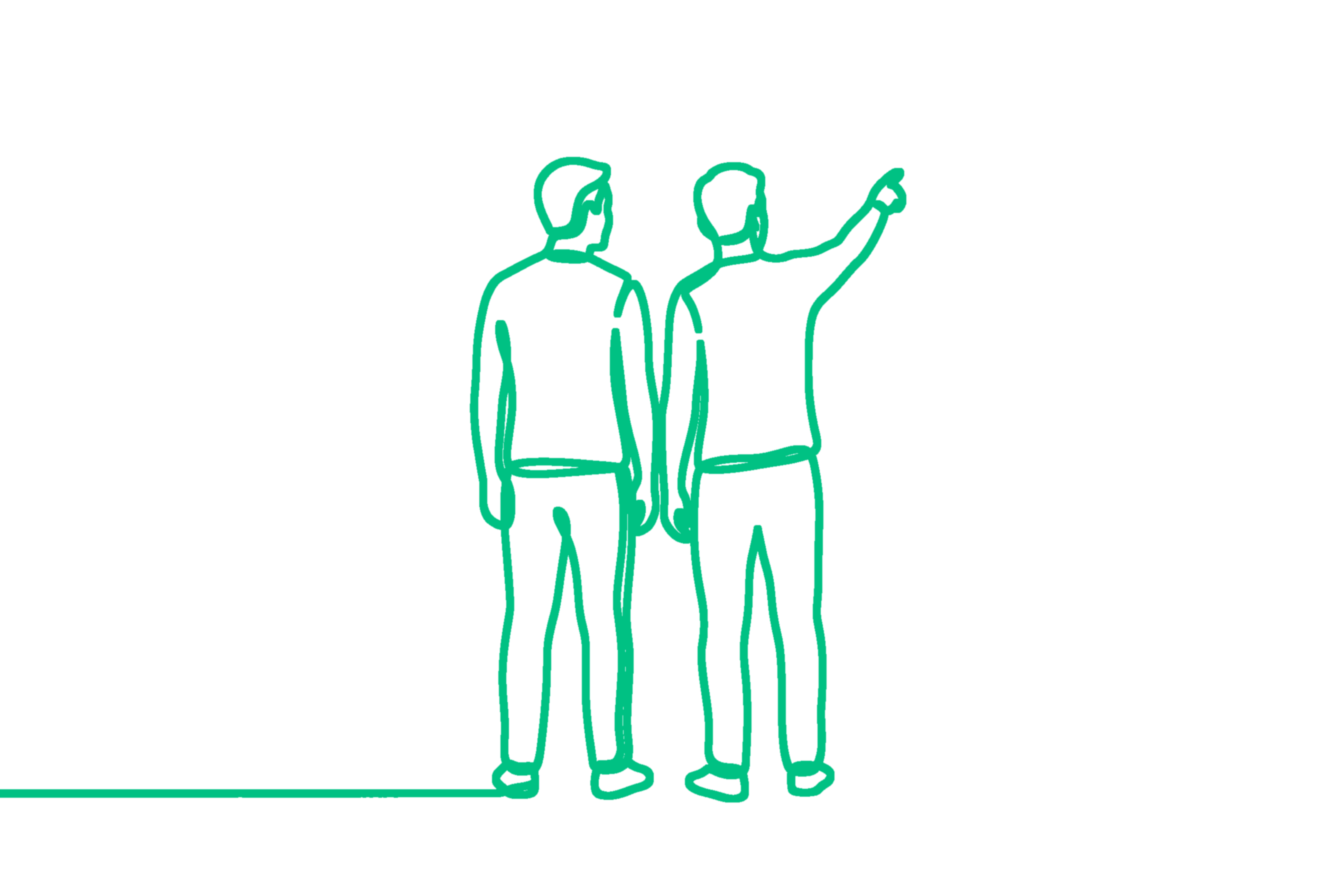 Deux personnes regardent dans la même direction